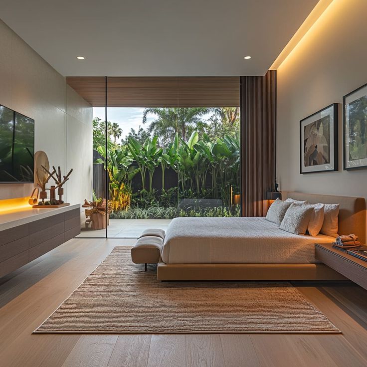 Contemporary-Bedroom-Interiors-with-Mid-Century-Modern-Style